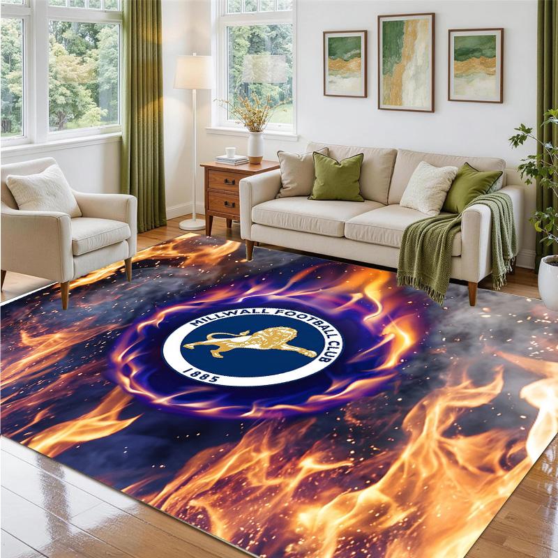 Millwall Football Design Crystal Velvet Rug Soft Decorative Mat for Bedroom Entrance