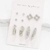 Women's Ring Cubic Flower Daily Silver Earrings Set