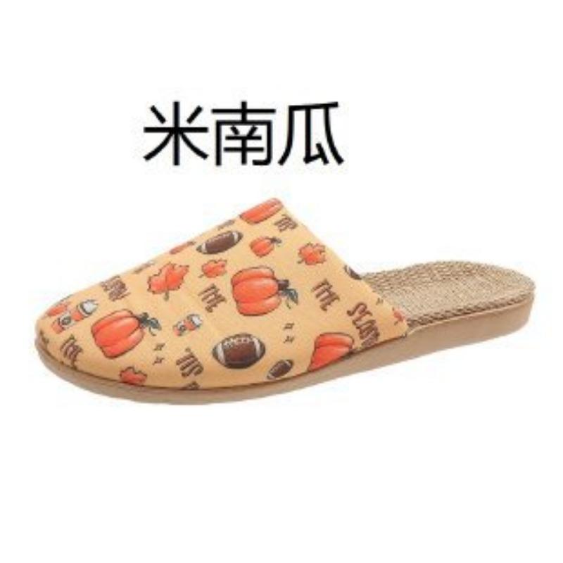 New linen slippers breathable sweat-absorbing indoor home shoes lightweight silent four-season cool slippers