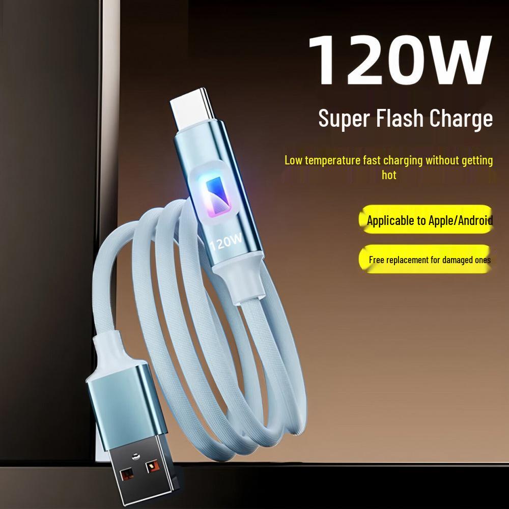 New Fast Charging Cable with Colorful Lights for Samsung, iPhone 16/15, Huawei, Type-C