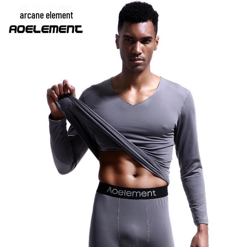 

Men s Thin Fleece V-Neck Thermal Pullover - Slim Fit, Cold-Resistant, Autumn/Winter Undershirt XL сірий