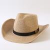 Popular European and American Classic Straw Woven Western Cowboy Hat Men's and Women's Outdoor Fashion OL Wind Woven Top Hat
