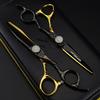 6" FWT-05 Napson Black Gold Hairdressing Scissors - Full Blade & Thinning Shears