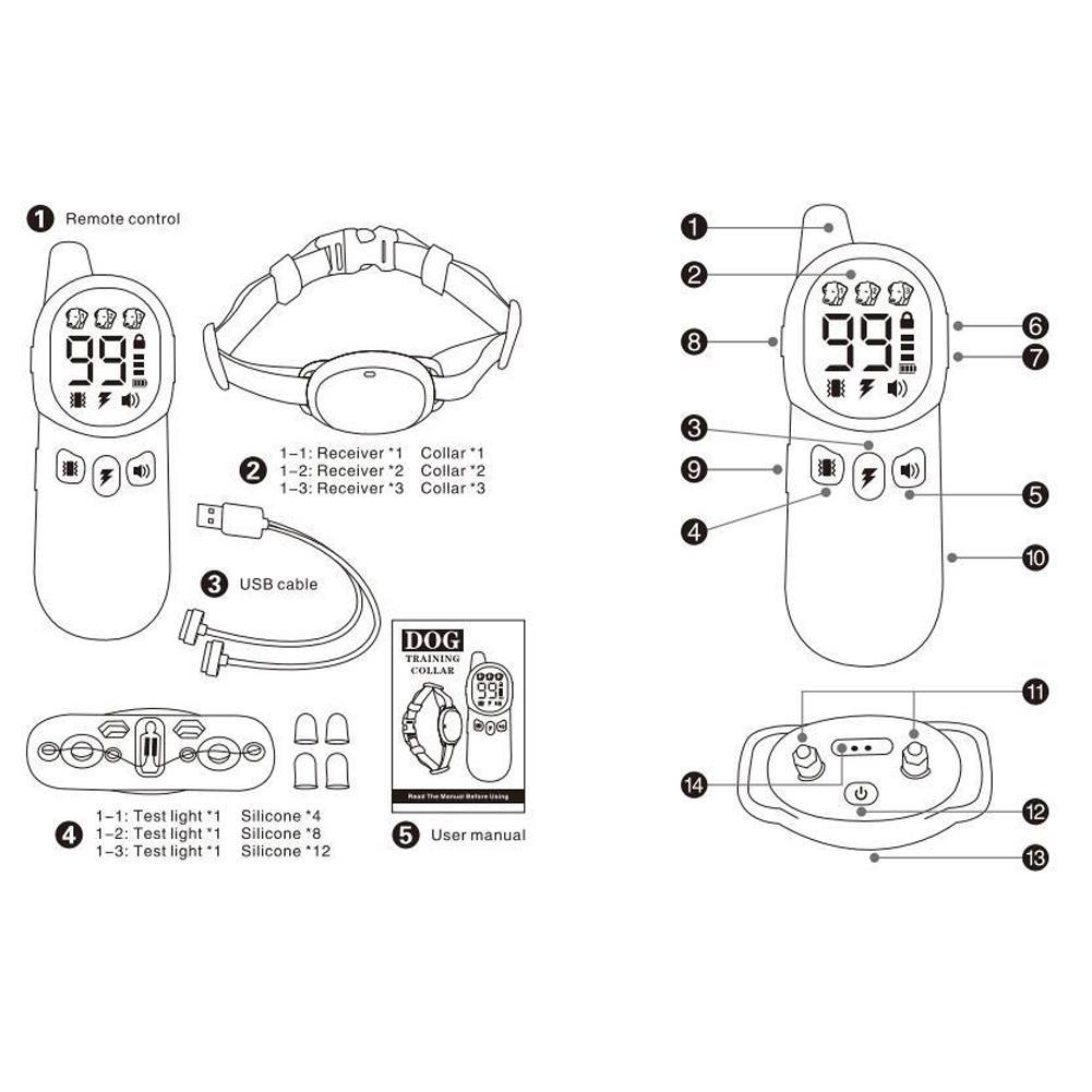 Pet Anti Bark Collar Waterproof Wireless Remote Control Rechargeable Electric Training Collar For Small Medium Large Dogs