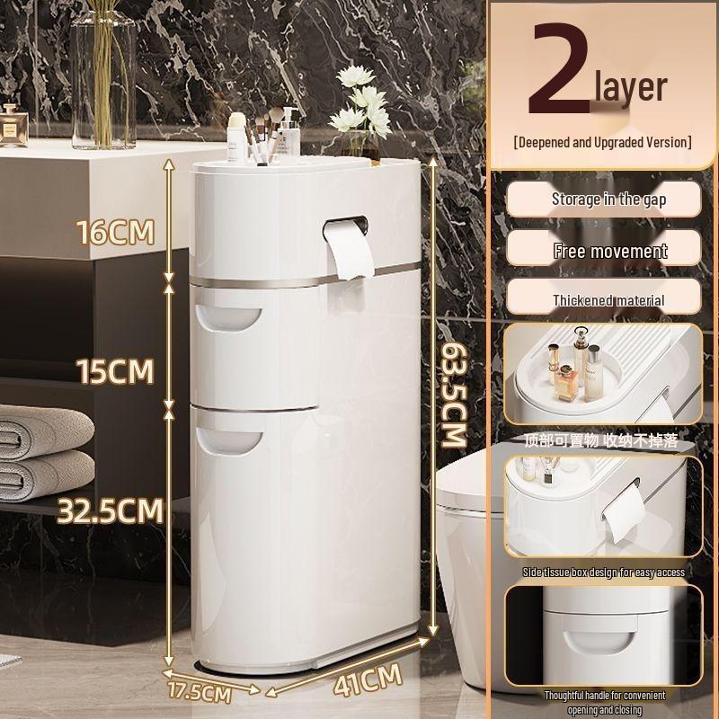Bathroom Gap Drawer Storage Cabinet: Multi-layer Plastic, No Installation Needed.