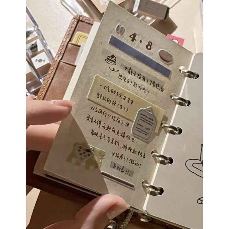 Khaki Cowhide Ring Binder Notebook Planner – Portable, High-Value, Large-Capacity Pocket Book
