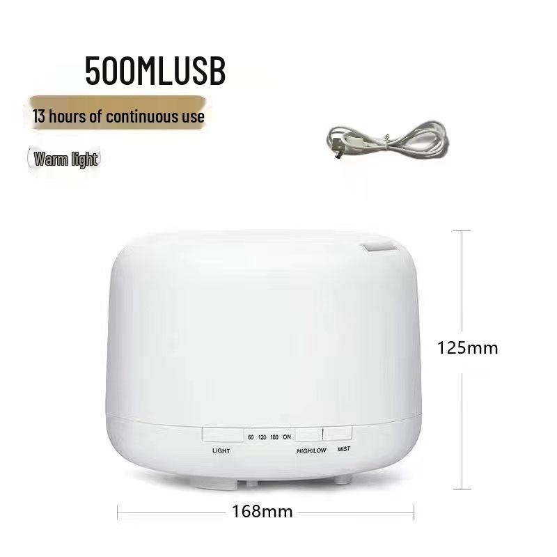 500ML Ultrasonic Air Humidifier & Aroma Diffuser - Muji Style, USB, Large Capacity