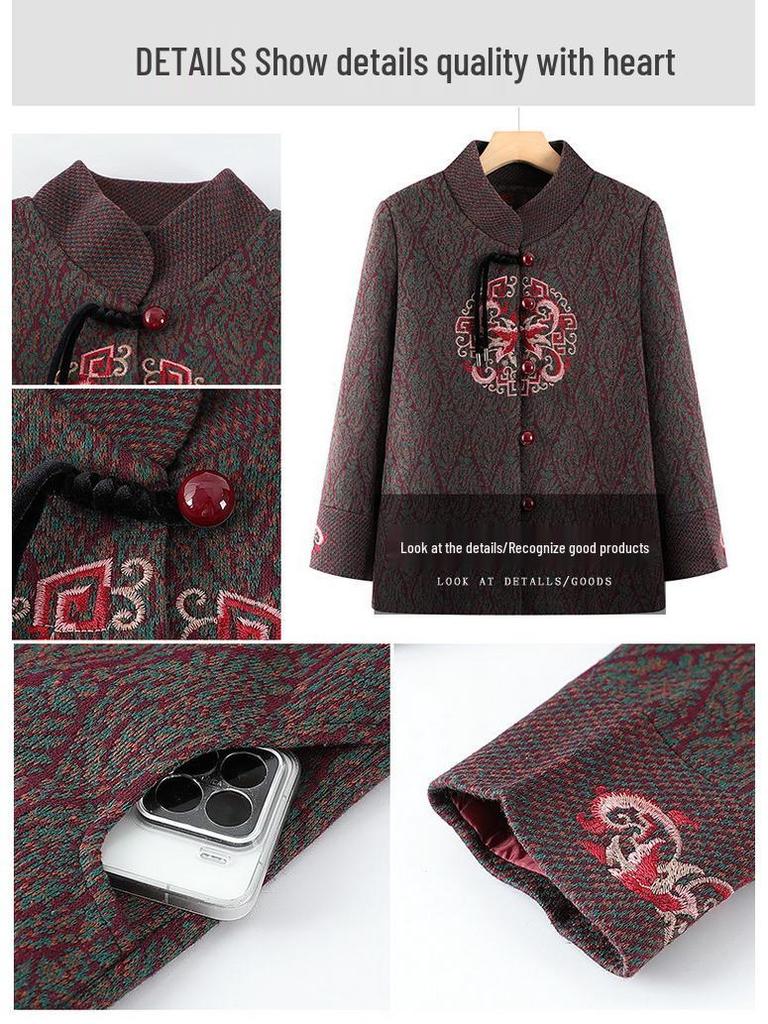 Autumn Woolen Coat for Middle-aged and Elderly Women