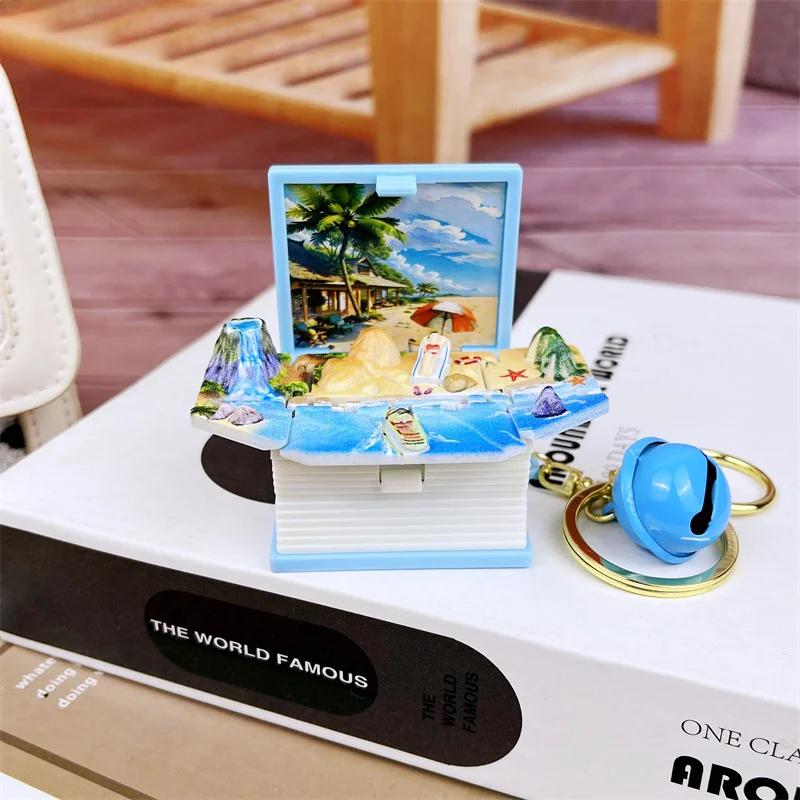 3d Dinosaur Castle Folding Book Keychain Pendant Cartoon Astronaut Soccer Field Pendant Anxiety Stress Children Kids Toy
