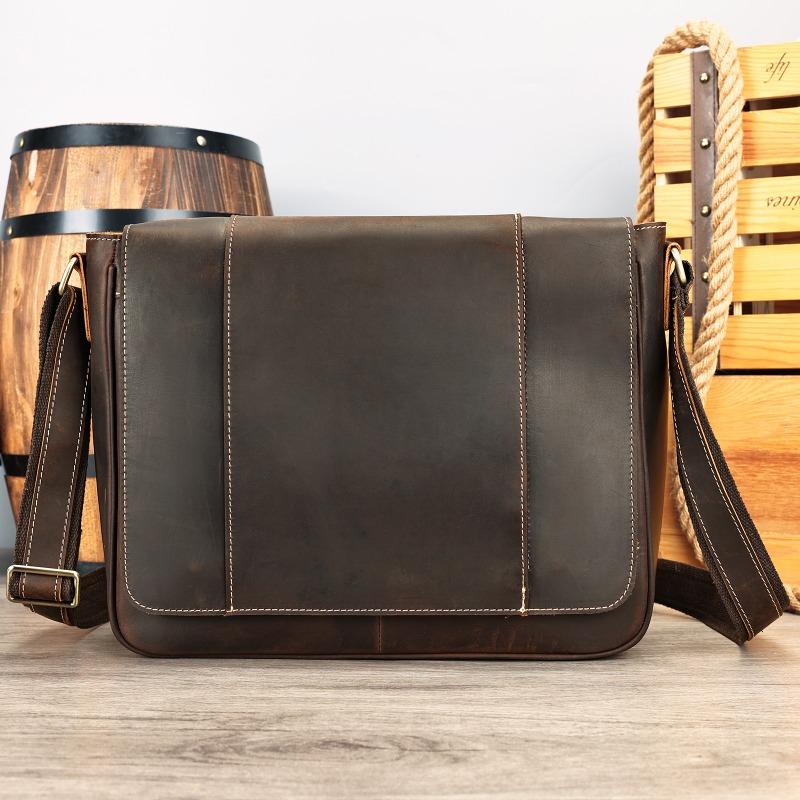 Genuine Leather Fashionable Men's Crossbody Bag Large-capacity Simple and Casual Men's Single-shoulder Bag