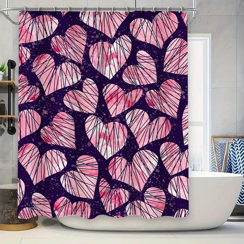

Pink Heart Shower Curtain Bathtub Liner Decor For Bathroom Non-Slip Waterproof Fabric 36X72 Inch Modern Home Design W60H190(CM)-1 Pcs