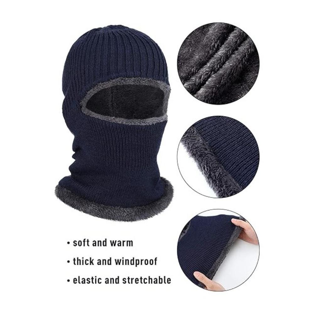 1pc Winter Warm Fleece Beanie Hats for Men,Outdoor Ear Protection Face Mask,Thick Bicycle Knitted Cap Scarf Windproof Visors Cap