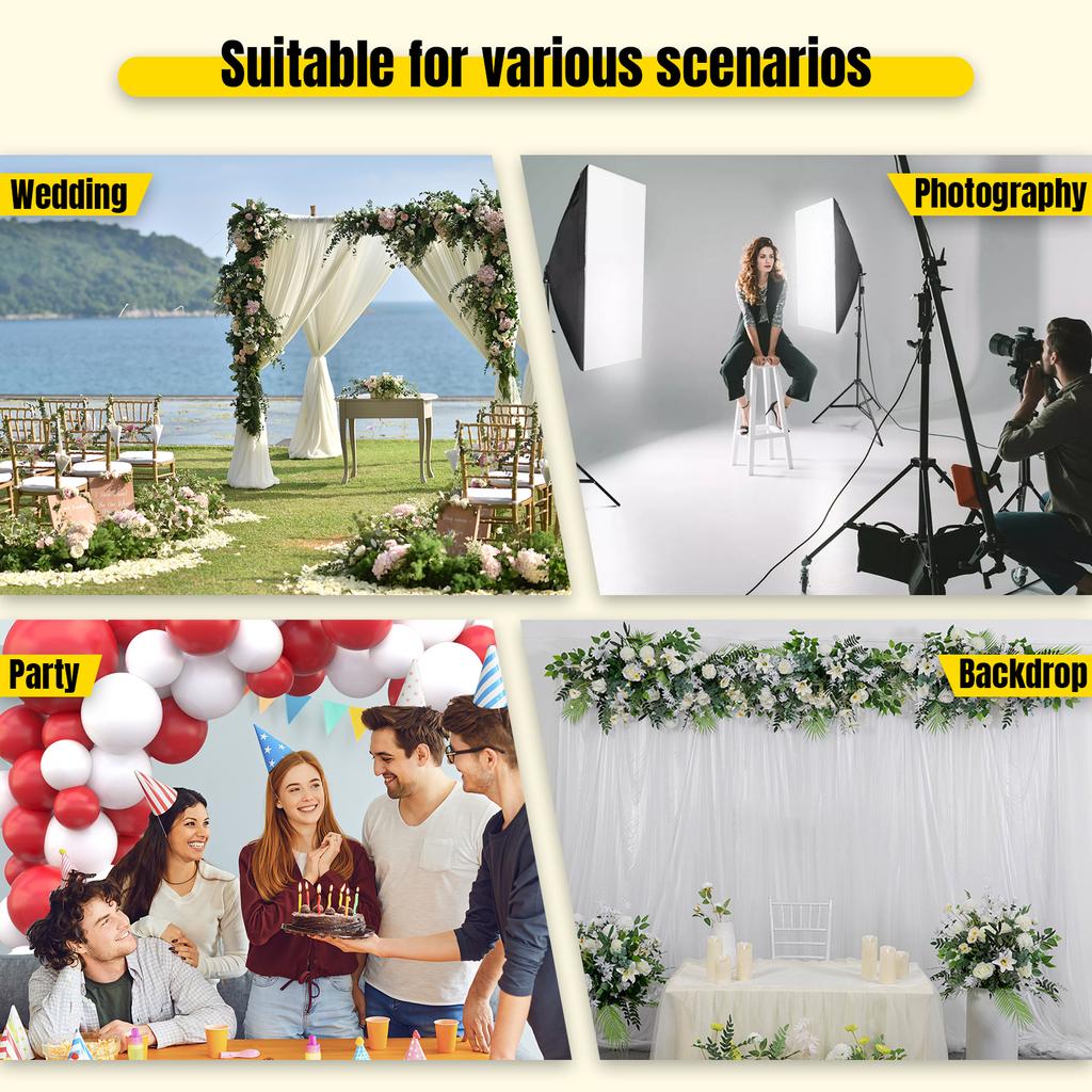 Extendable Backdrop Stand with Steel Base Metal Background Wall Stand for Photography Photo Birthday Parties Wedding Decorations