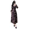 High-quality New Spring Chiffon Plus-size Floral V-neck French Print Elegant Long Drawstring High-waisted Dress