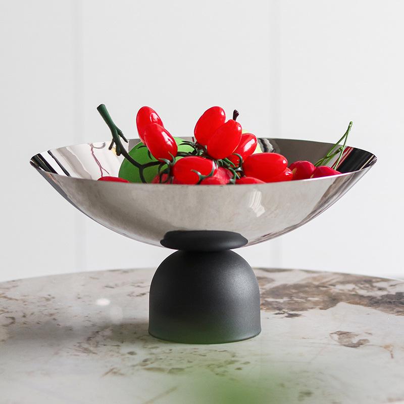 Stainless Steel Storage Tray, Large Fruit Bowl, Restaurant Round Fruit Plate, Household Snack Plate, Tableware, Kitchen Supplies