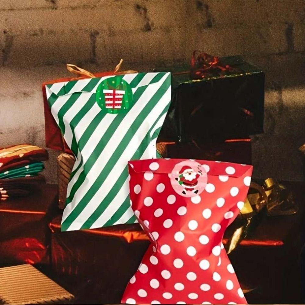 24Pcs with Stickers Christmas Gift Paper Bags Mixed Style Cookie Packaging Bag  Bakery
