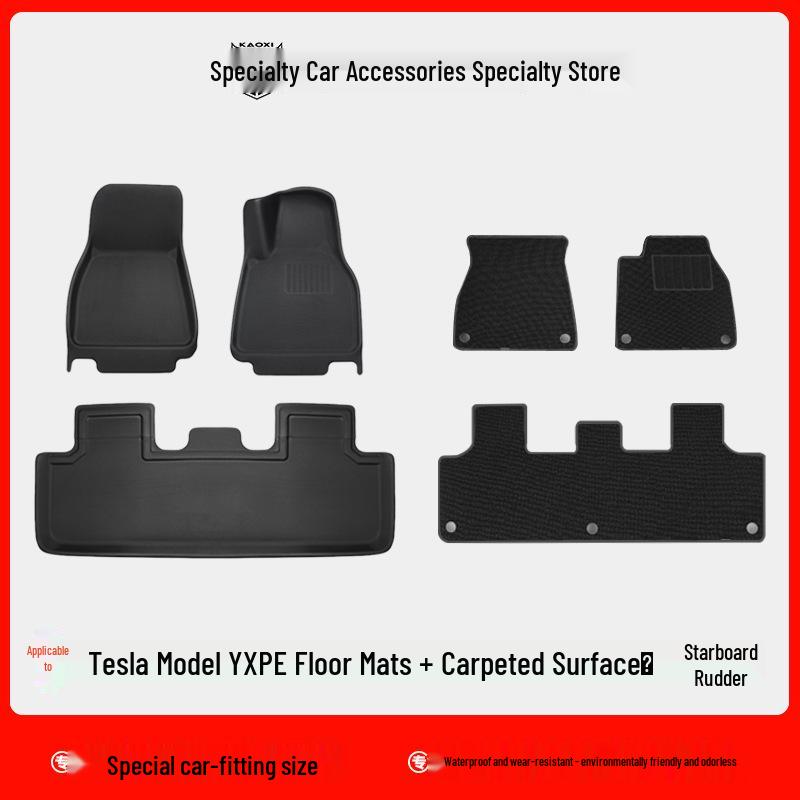 Eco-Friendly Waterproof XPE Car Floor Mats & Odorless Trunk Mat for Tesla Model 3/Y (L/R Drive)