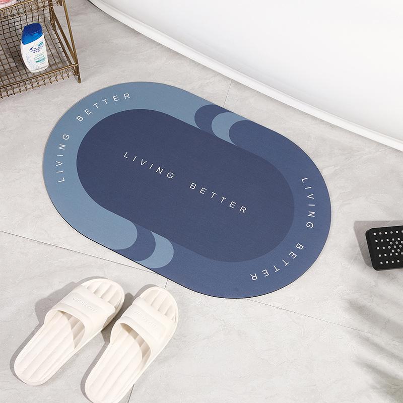 Oval Home Bathroom Diatom Mud Floor Mat Balcony Kitchen Absorbent Non-slip Mat Door Entry Square Door Mat