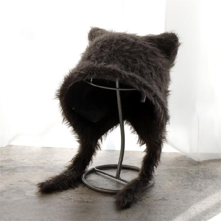 Winter Teens Bear Ear Earflap Beanie Windproof Trapper Hat Ear Protector Hat Adult Winter Cycling Skiing Supplies