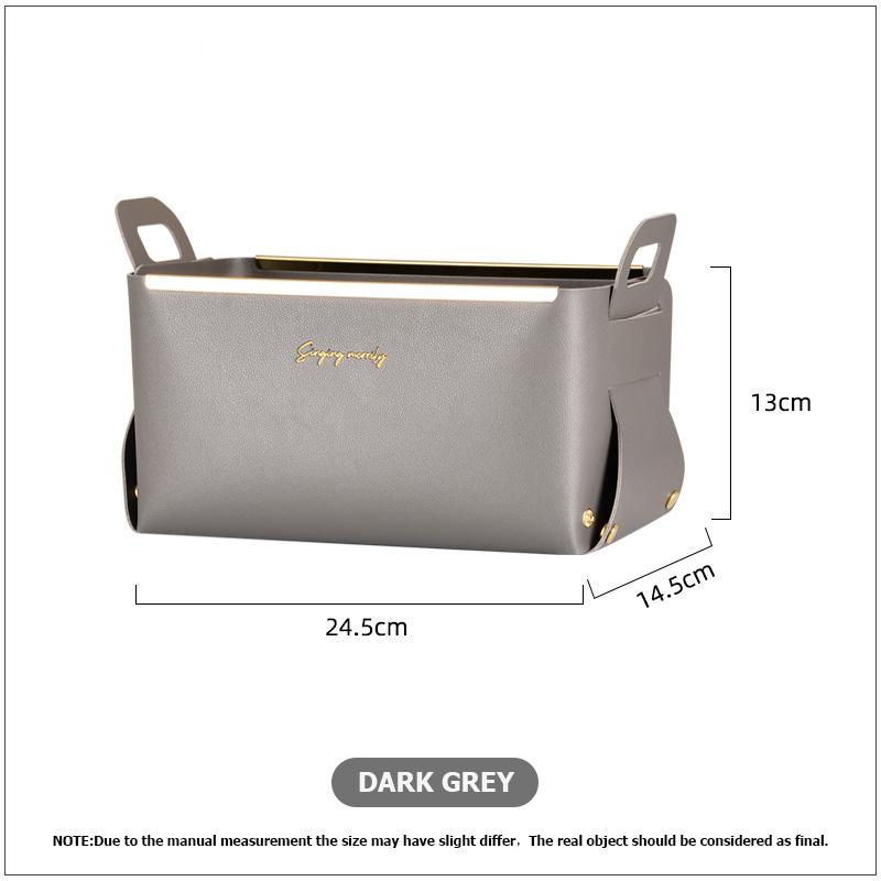 

Кожаный ящик для хранения с ручкой, устройство для беспорядка на рабочем столе, гостиная, уход за кожей, косметика, закуски, кожаный поднос для хранения onesize темно-серого