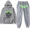 Womens Casual Hooded Tracksuit Set Geometric Print Loose Fit Long Sleeve 2 Piece Sportswear