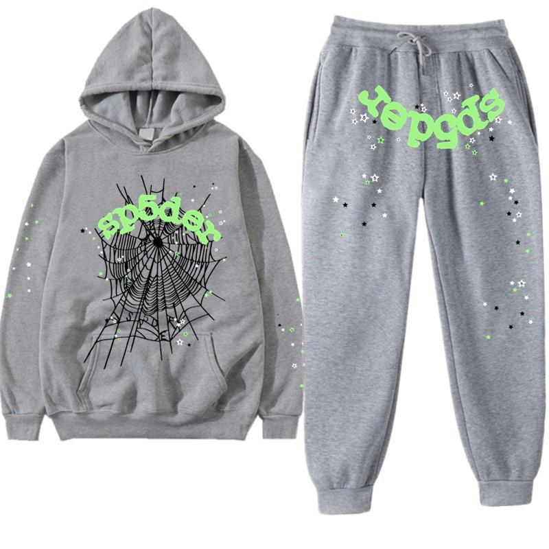 Womens Casual Hooded Tracksuit Set Geometric Print Loose Fit Long Sleeve 2 Piece Sportswear