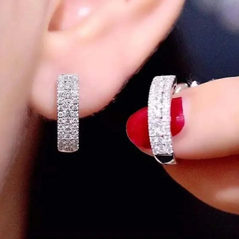 Nové obdĺžnikové náušnice kruhy s kubickým zirkónom v tvare dúhy pre ženy Bling Luxusné svadobné doplnky Párty Módne šperky