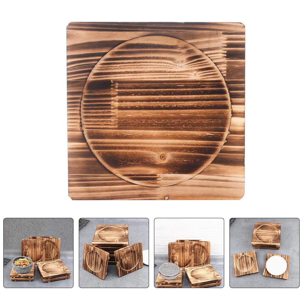 High Grade Wood Stone Bowl Mat Pot Base Pad Heat Insulated Casserole Holder for Home Kitchen Gadget Protective Table Mat