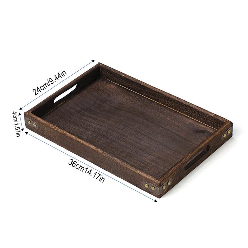 Wooden Service Tray with Handles Rectangle Wood Breakfast Bed Tray