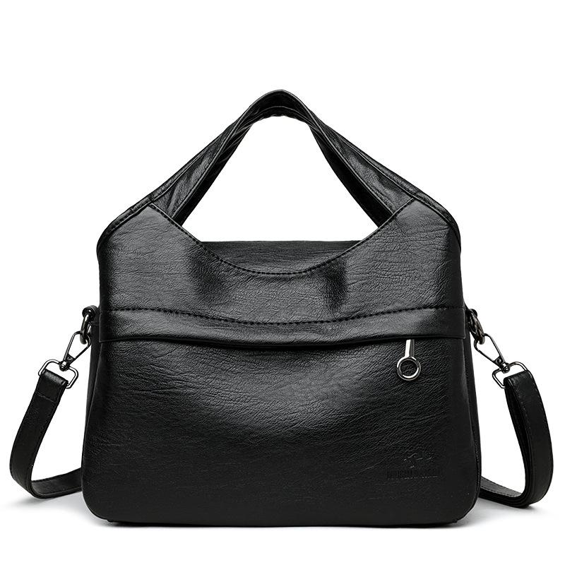 Retro Large Capacity Shoulder Bag Solid Color Messenger Bag PU Commuter Bag