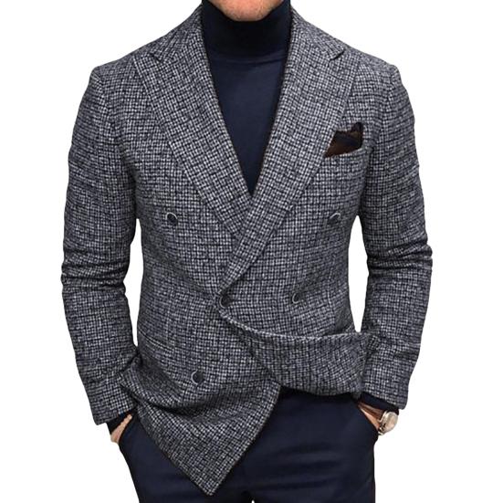 Men Suit Coat Lapel Long Sleeve Single-Breasted Closure Suit Jacket with Pockets Slim Fit Business Workwear