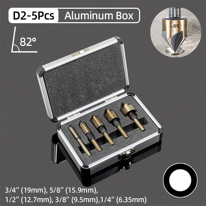 HSS Titanium Countersink Drill Bit Set Chamfer 1/4"Hex Taper Hole Cutter Wood Metal Countersunk Bit Deburring Chamfering Tool