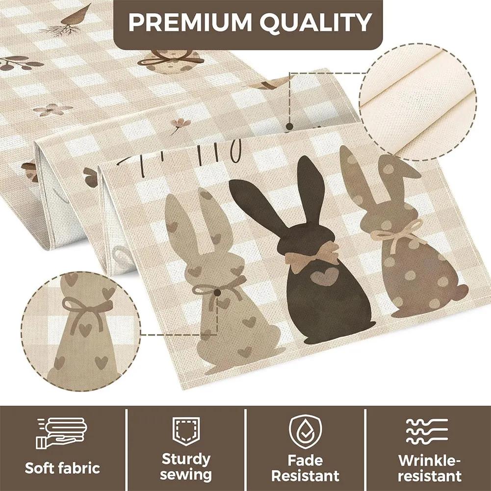 Easter Bunny Linen Table Runner Holiday Party Spring Table Runners Easter Bunny Spring Linen Table Runner Table Flag EasterDecor