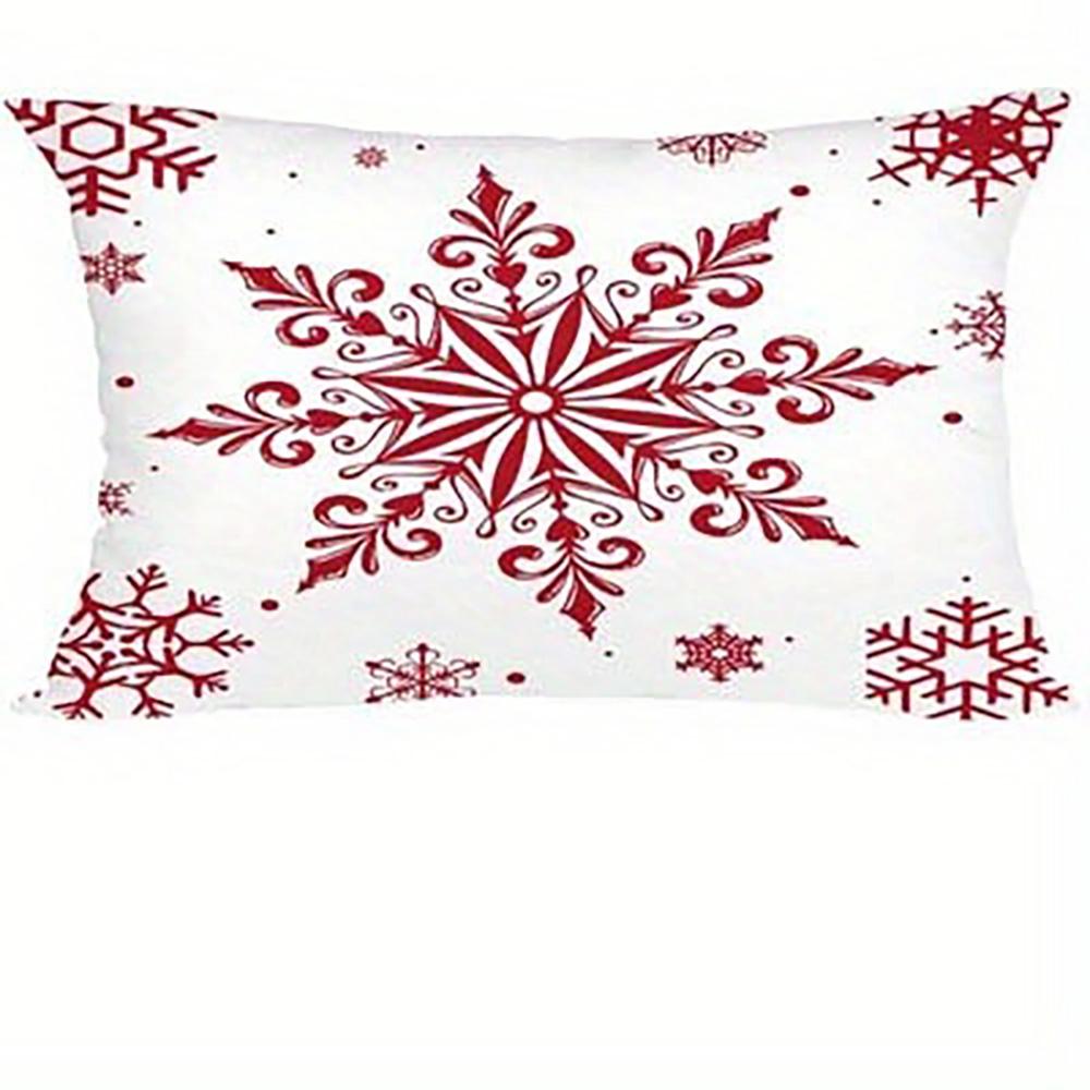 1PCS Christmas Red & White Pillowcases: Merry, Holly, Happy Holidays! Sofa Bed Cushion Cover, New Year Home Decoration