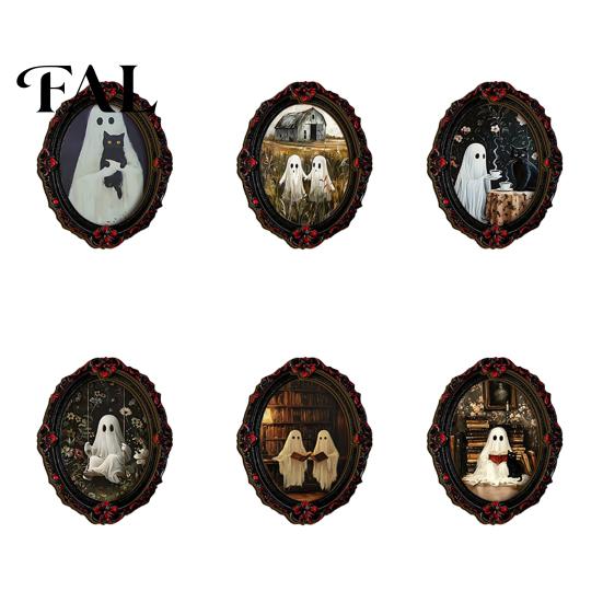 Gothic Refrigerator Magnets Halloween Dark Style Magnet, Retro Oval Photo Holiday Gifts Frame Decorative Magnetic Sticker for Metal
