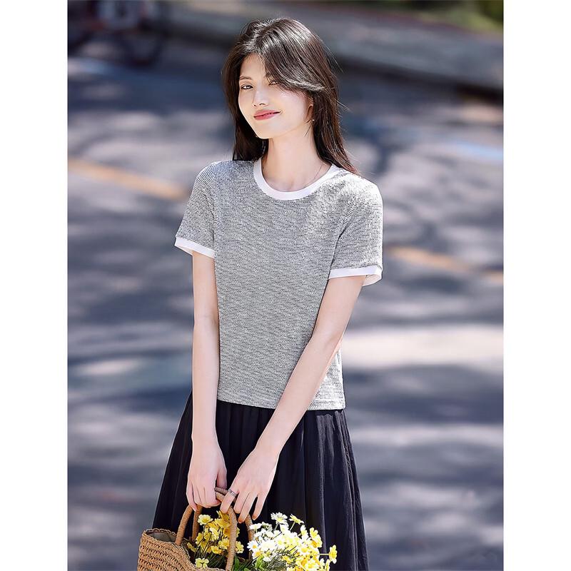 Women's Elegant Striped Short Sleeve T-Shirt