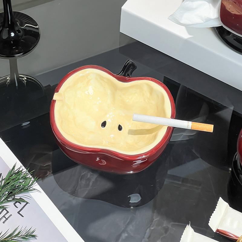 Cute Apple Ceramic Ashtray Smoking Accessory Home Decor Desktop Ornament