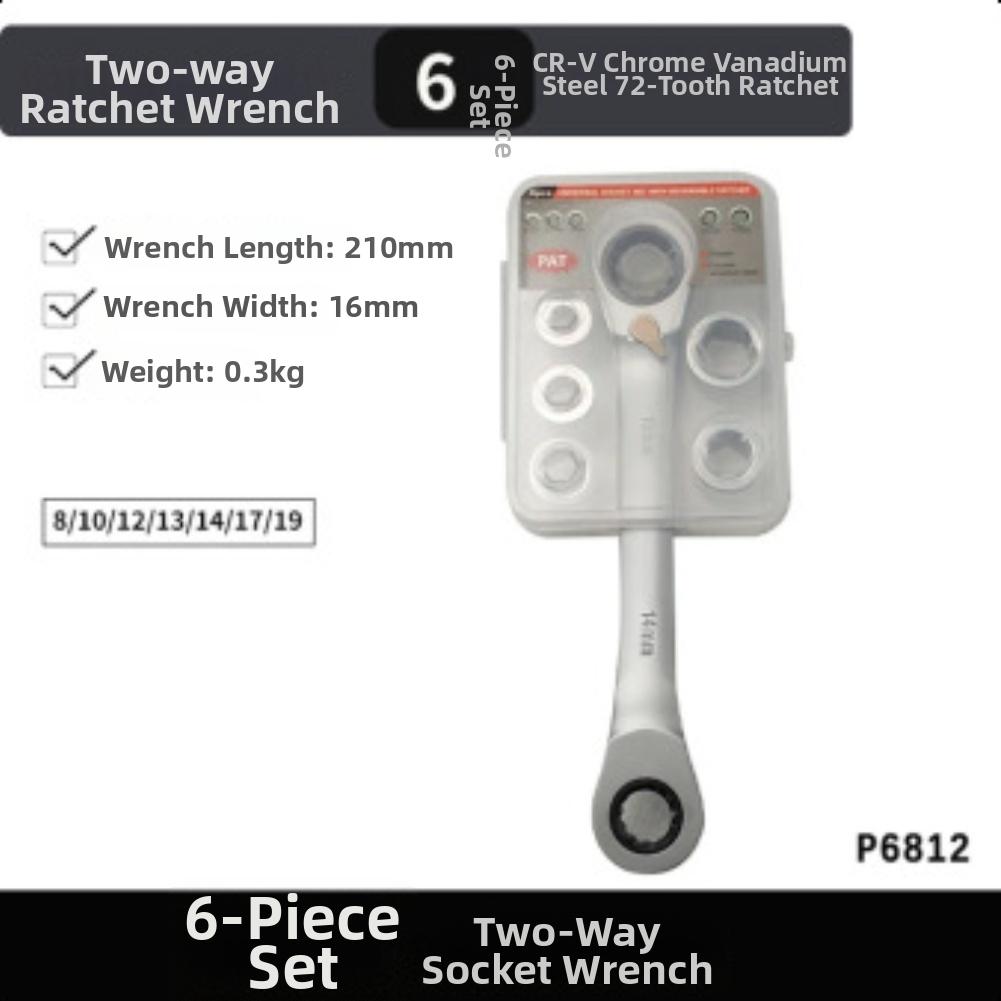 

7 In 1 Double Head Ratchet Wrench Set With 72 Teeth Reversible Ratchet Wrench Socket Set For Auto Repair Socket