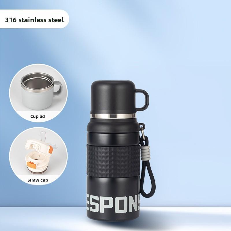 

Stainless Steel Travel Mug With Vacuum Insulation For Outdoor Sports And Office Use 600ml чорний