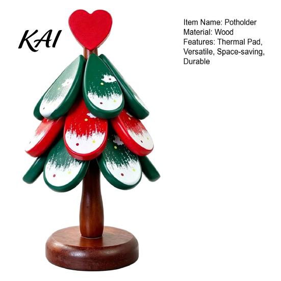 Wooden Trivets for Hot Pots Christmas Tree Trivets, Durable Pine Wood Potholders with Storage Stand, Insulated Serving Tray Heat Resistant Foldable