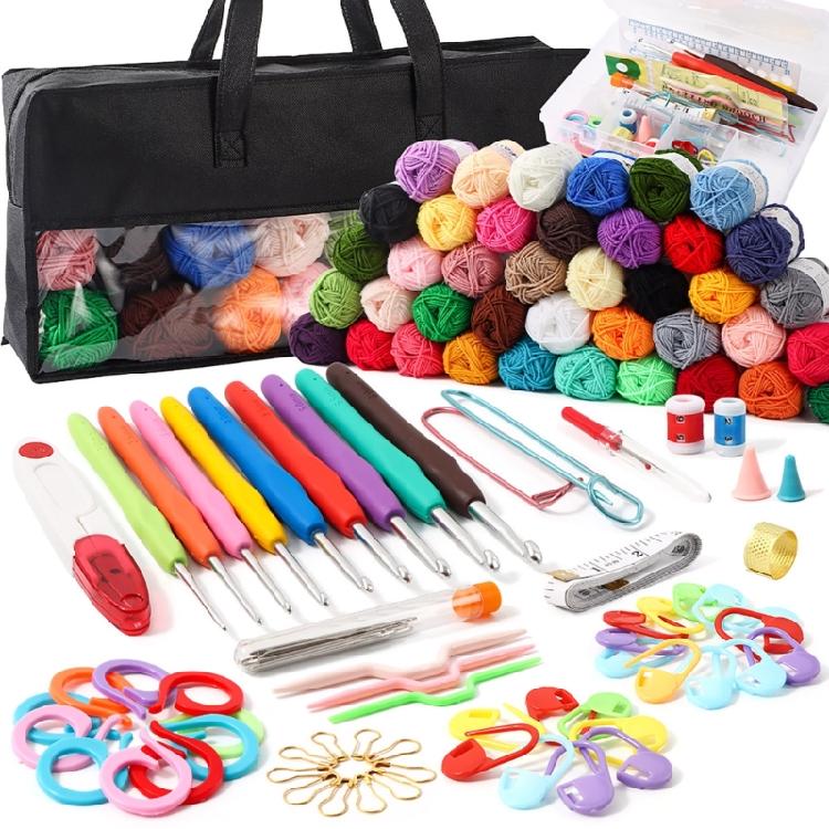 Ergonomic Crochet Hook Set with Crochet Knitting Accessories for Beginner Hobbyist Adult Knitting Crocheting Project