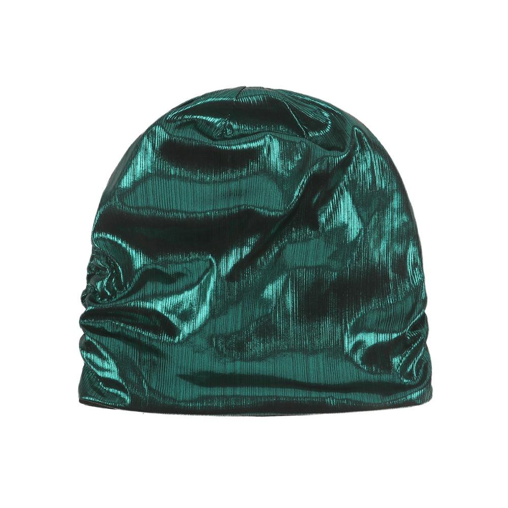 Solid Color Metal Color Hat Elastic Sleeping Night Cap Simple Pullover Cap  Streetwear