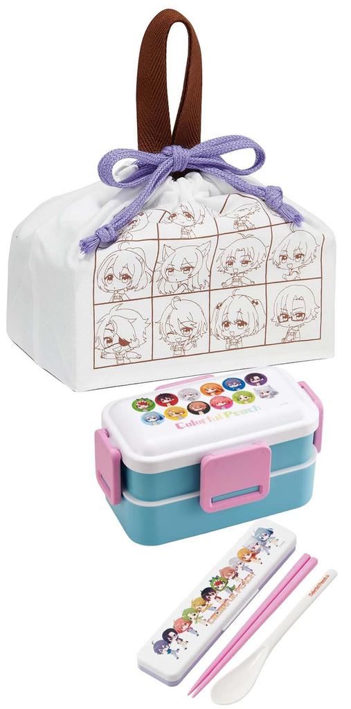 Skater Children's Lunch Box Drawstring Bag, Colorful Peach, Made In Japan, KB7-A