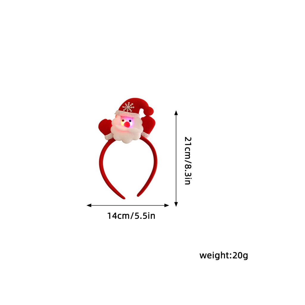 Christmas Light Up Hair Headbands Cartoon Santa Claus Headpieces Xmas Party Decor Photo Prop Xmas Decoration