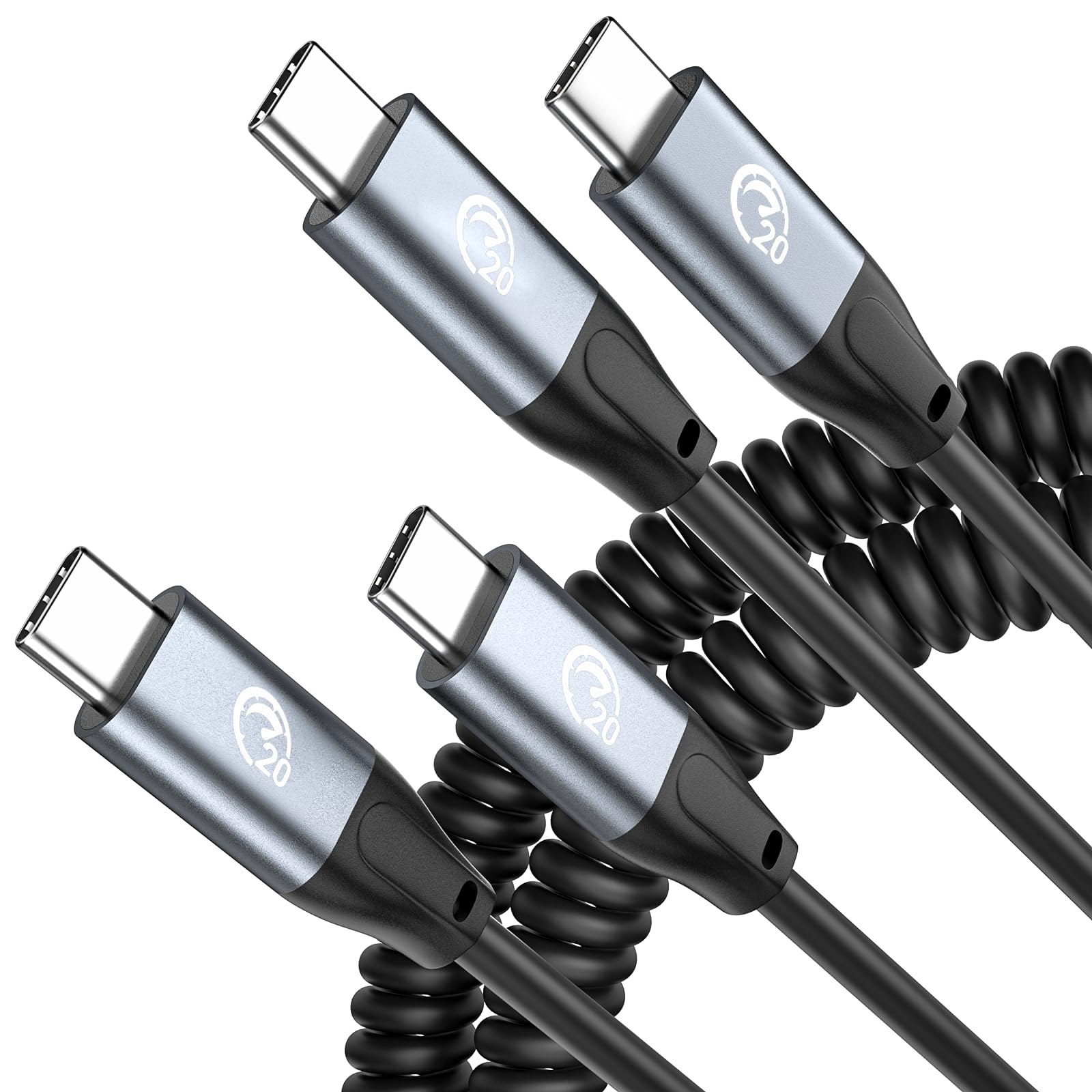 

100 Вт Спиральный USB C UseBean USB Gen2x2 Растягивающийся Пружинный Спиральный До Спирального USB Type C PD Быстрая Зарядка 4K Видеомонитор Совместим с iPhone iPad серый