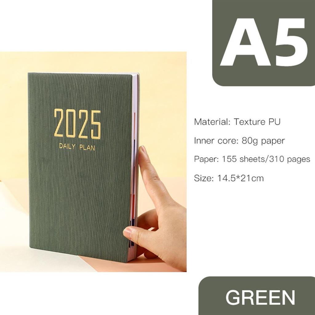 (Logo Engraving Possible) 2025 Soft Leather Business Schedule, Student 365-day Daily Planner, Record Book, Memo, English Inner Pages
