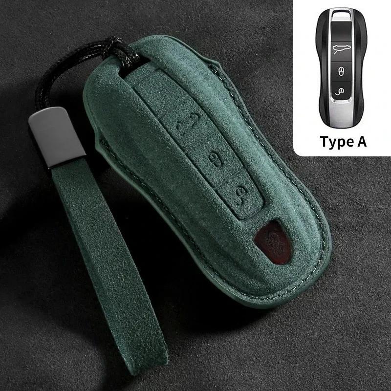 Suede Car Key Case Cover Shell For Porsche 958 Macan 911 Panamera 996 991 Boxster 987 997   Holder Keychain Accessories
