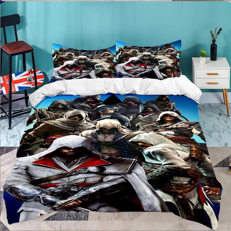 3PCS Assassin Bedding Set,Including 1pc Duvet Cover And 2pcs Pillowcases Perfect for Bedroom, Dormitory, Large size Fan Christmas gift