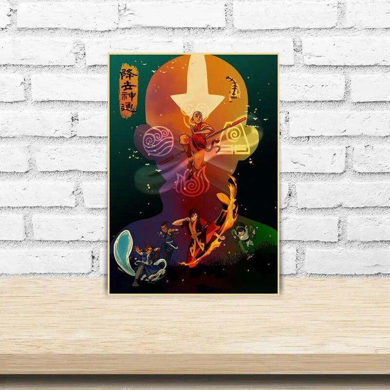 Dekorace pokoje Avatar Poslední Airbender Plakát Vintage Kraft Anime Papír Plakáty a obrázky Nástěnné umění Domácí Bar Kavárna Decor