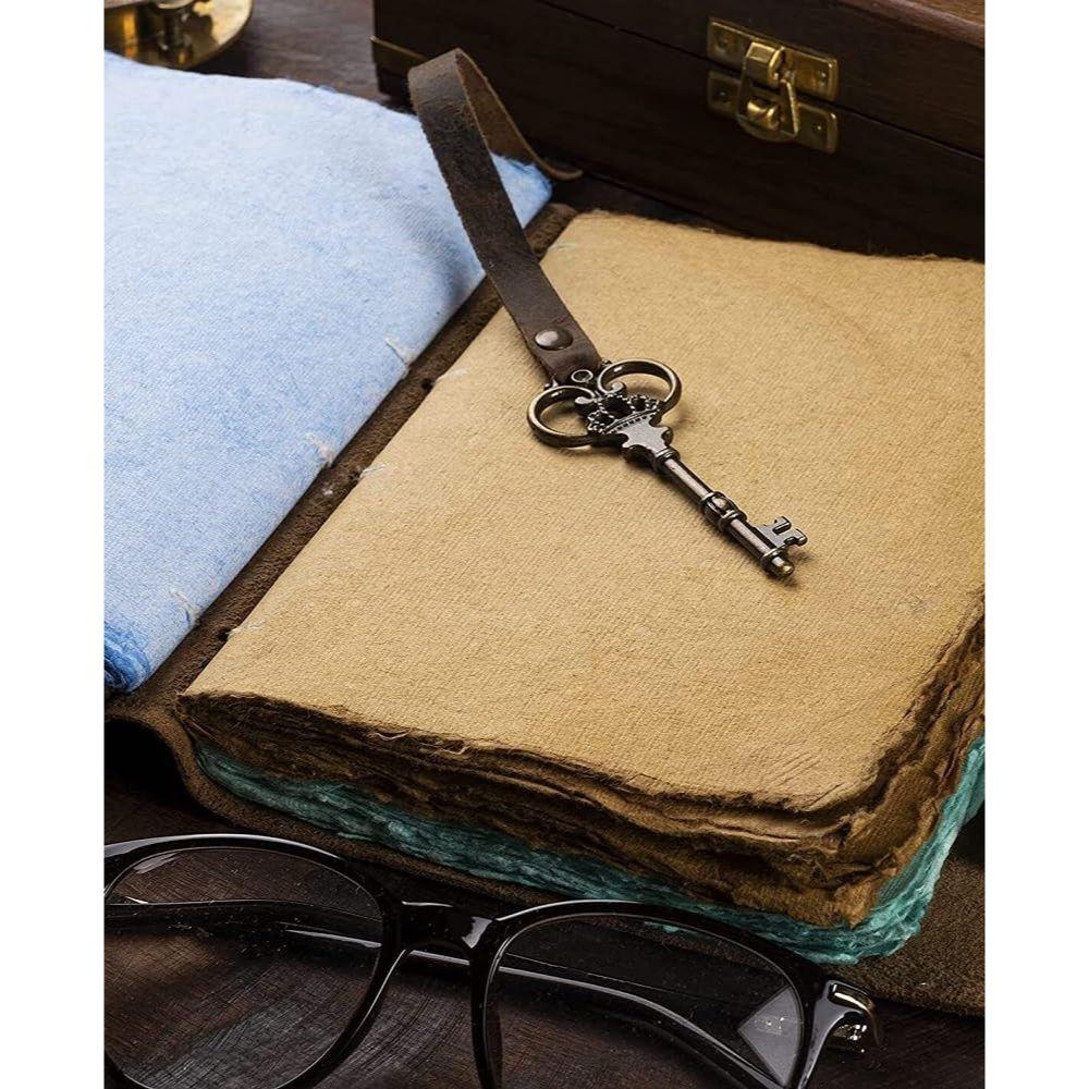 Leather Journal Diary with Antique Key Closure Vintage Old Pages Diary for Office Personal Use - 240 Multicolour Pages